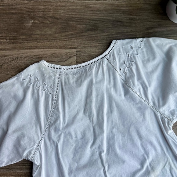 Gap Three-quarter Sleeve White Eyelet Embroidered Scalloped Hem Top  Size XS - Picture 8 of 12